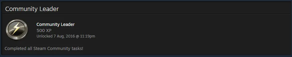 Steam Community Leader badge with 500 XP