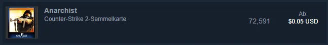 Screenshot of a cheap Steam trading card on the market